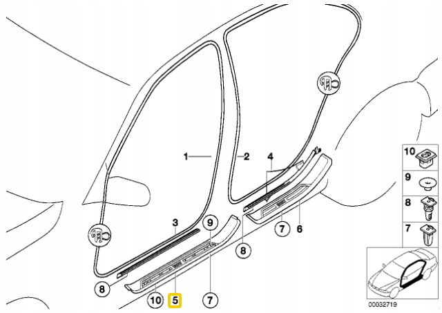 SEUILS PORTES CONDUCTEUR NOIR GAUCHE AVANT BMW E39 51478178119