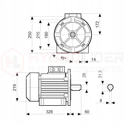 MOTOR ELÉCTRICO 3-FAZOWY B5 B35 5,5KW 400V 1500 OBR HYDROLIDER 