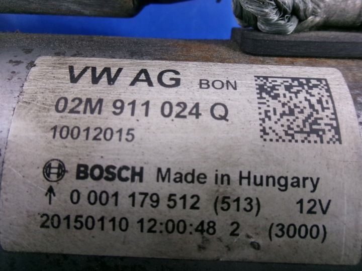 VW POLO V 6R LIFT 1.2TSI DÉMARREUR 02M911024Q BOSCH 0001179512 TEST