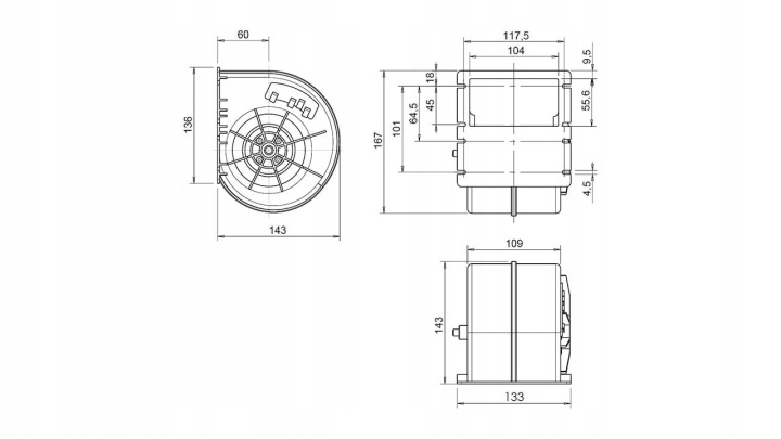 VENTILATEUR PROMIENIOWY TS500 12V 1V CONNECTEUR GAZ D'ÉCHAPPEMENT 010-A70-74D