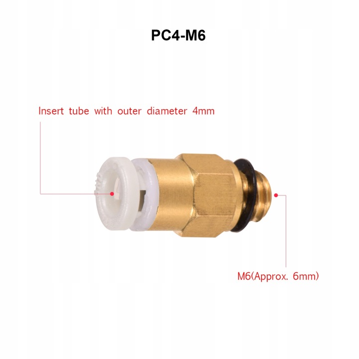 CONNECTEUR TUBES PNEUMATYCZNEJ PC4-M6 RACCORD MESKIE SIMPLE VERS DRUKARKI 3D CR-10