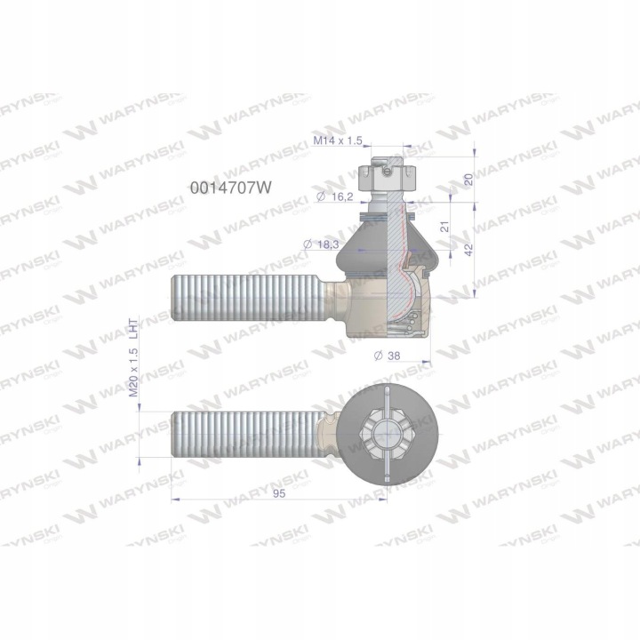 JOINT DIRECTION M20X1.5L 0014707 WARYNSKI
