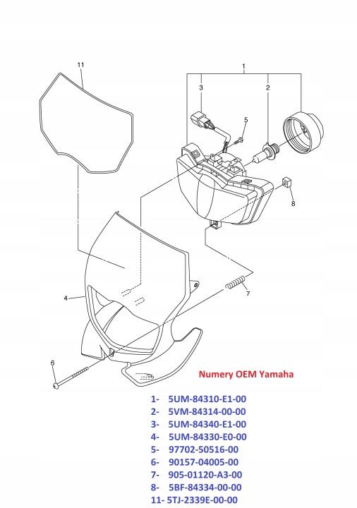 ORIGINALE CALOTTE PHARE STANLEY DÉFLECTEUR D'AIR YAMAHA WR 125 250 450 426F