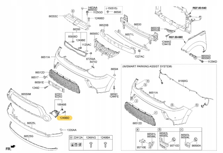 HYUNDAI KIA 12493 05167E VIS PARE-CHOCS GARDE-BOUE HALOGÈNE ASO OE NOUVEAU
