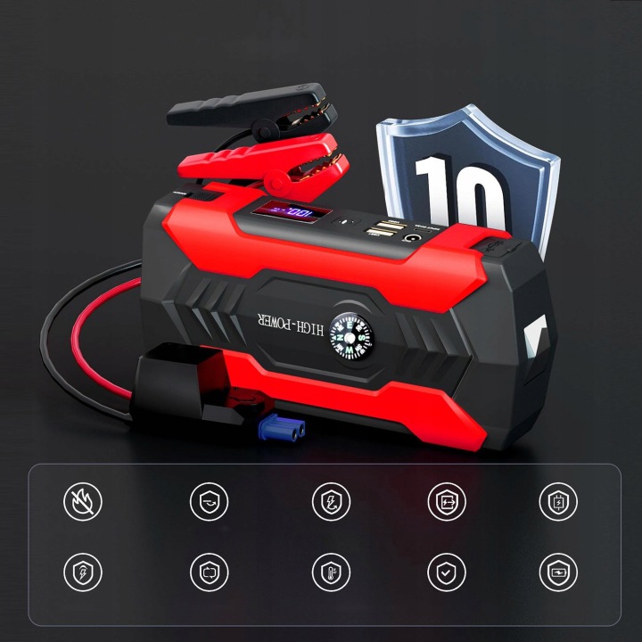 BOOSTER POWER BANK CAR JUMP DÉMARREUR DÉMARRAGE LAMPE DE POCHE 28000 MAH