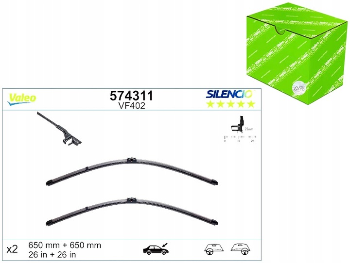 LIMPIAPARABRISAS ESCOBILLAS 2 PIEZAS VF402 SILENCIO XTRM 650MM MERCEDES CLS C219 E 