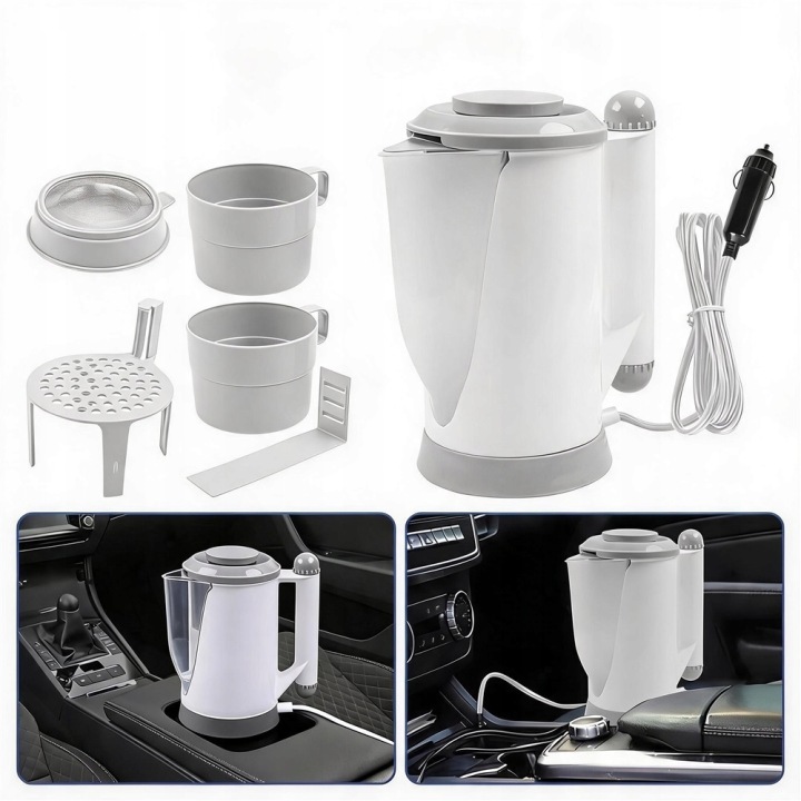 BOUILLOIRE AUTOMOBILE 12V 700ML 150W KIT PODROZNY AVEC KUBKAMI