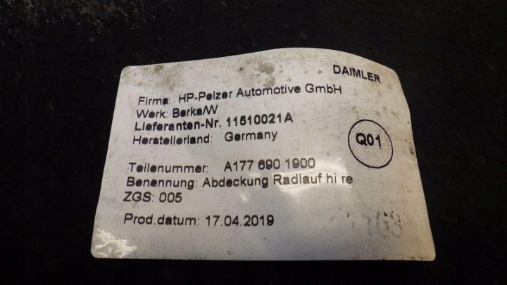 PASSAGE DE ROUE DROIT ARRIÈRE MERCEDES W177 A1776901900