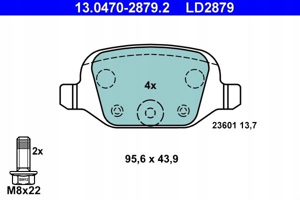 ATE DISCOS ZAPATAS CERAMIC PARTE TRASERA ABARATH 500, ALFA ROMEO 145, PUNTO 241MM 