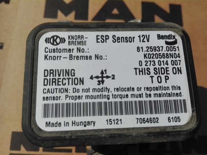 MAN TGX TGS SENSOR UNIDAD DE CONTROL ESP 81.25937-0051 