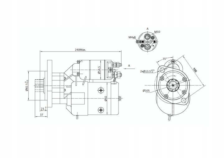DÉMARREUR AVEC RÉDUCTEUR TYPE MAGNETON DEUTZ FENDT 9142708 ELMOT
