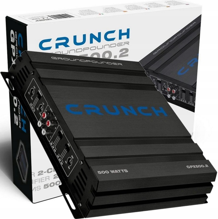 POTENTE REFORZADOR CRUNCH GPX500.2 250EN RMS EN MOSTKU 2 DE CANALES 2 X 125 WAT RMS 