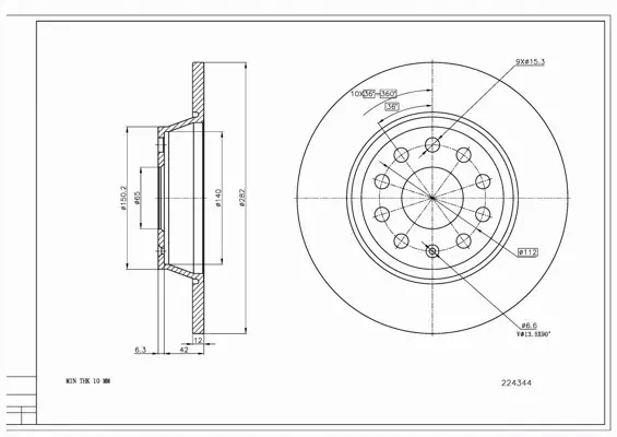 HART DISC BRAKE 224 344 photo 2 - milautoparts-fr.ukrlive.com