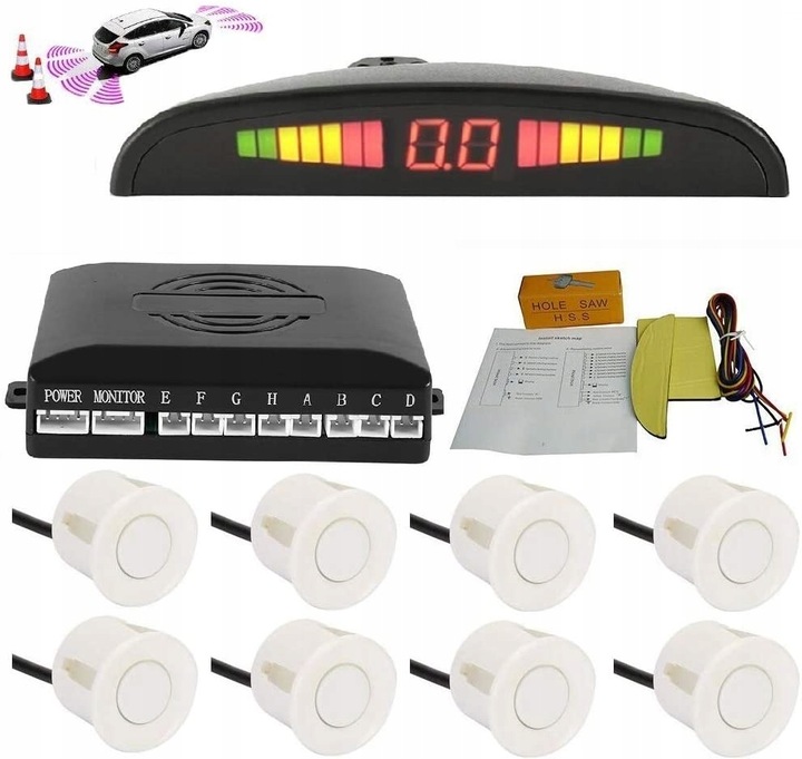 8 DE SENSORES APARCAMIENTO RETROVISOR DIODO LUMINOSO LED LCD PARKTRONIC 