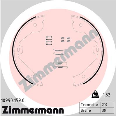 JUEGO ZAPATAS HAMULCOWYCH, HAMULEC AUTÓNOMO ZIMMERMANN 10990.159.0 