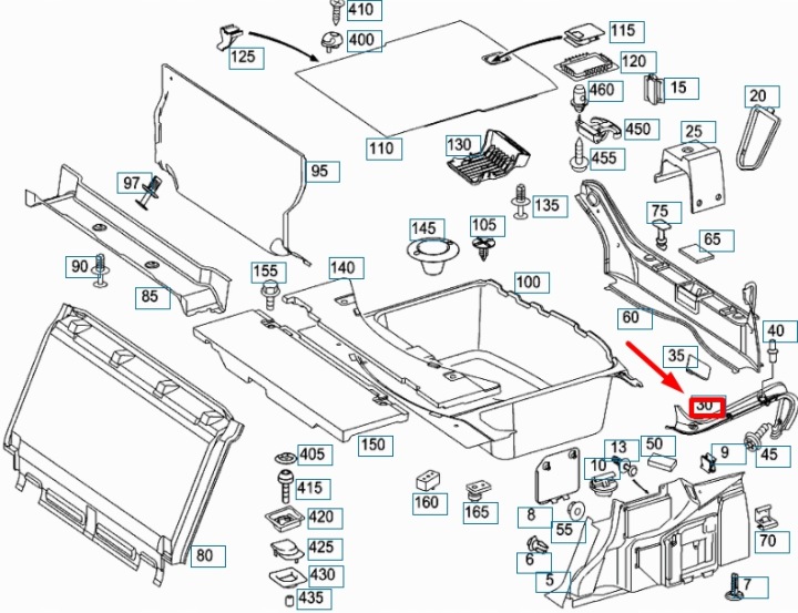 MERCEDES-BENZ E W211 INTÉRIEUR ARRIÈRE GAUCHE SUPÉRIEURE MOULURE A2116930133