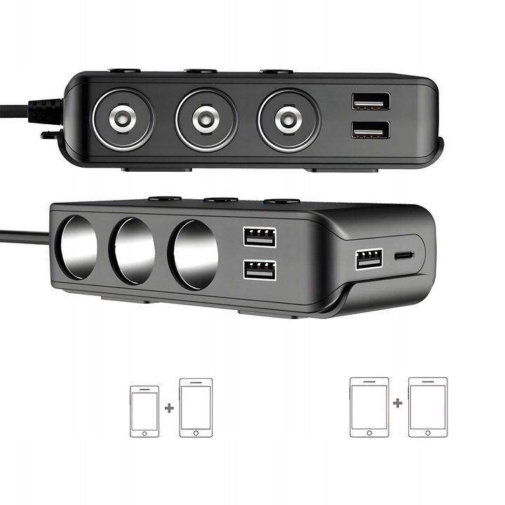 POTENTE DISTRIBUIDOR ENCAJES ENCENDEDOR 12-24V 3XUSB + 1XUSB-C QC 3.0 120W 