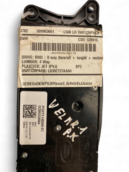 LAND ROVER RANGE ROVER VELAR COMMUTATEUR RÉGLAGES SIÈGES GX7314B566