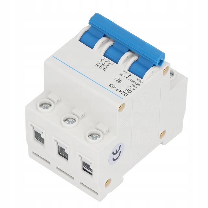 3P BRKER PA66 DIN RAIL MOUNT MINIATUR CIRCUIT BRKER CAPACITÉ 6000A LL