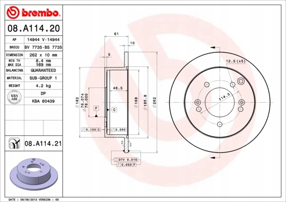 DISCOS ZAPATAS PARTE TRASERA BREMBO KIA MAGENTIS 