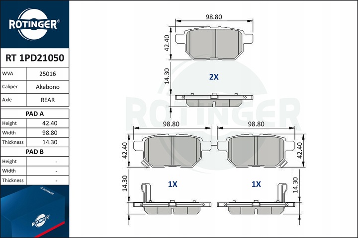 ROTINGER DISCOS RT 1804-GL T3 + ZAPATAS RT 1PD21050 