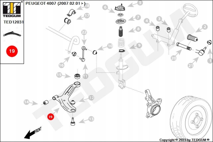 BRAS DE SUSPENSION AVANT COMPLET GAUCHE CITROEN MITSUBISHI PEUGEOT C-CROSSER