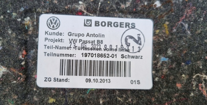 VW PASSAT B8 ALLTRACK LIFT COLLECTEUR PORTES GAUCHE AVANT CUIR 3G1867011