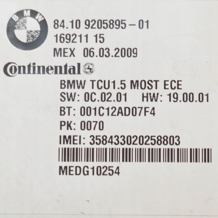 BMW 5 E60 E61 2009 MODULE CONTRÔLEUR BLUETOOTH
