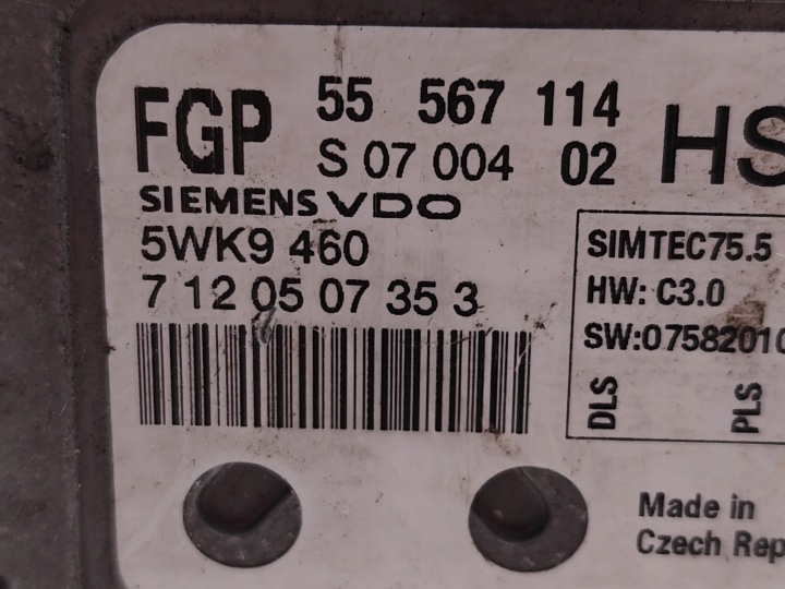 OPEL ASTRA CONTRÔLEUR MODULE ECU 1.6 ESSENCE 77KW (105 HP) 55567114 5WK9460