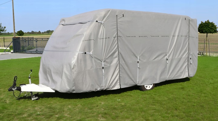 HOUSSE SUR PRZYCZEPE DE CAMPING 350-380 ANGLAIS 4-WARSTWY 5X COURROIE
