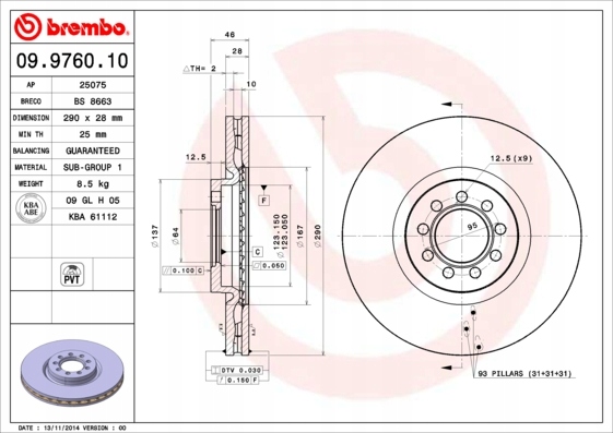 DISCOS ZAPATAS PARTE DELANTERA BREMBO IVECO DAILY IV CAJA 