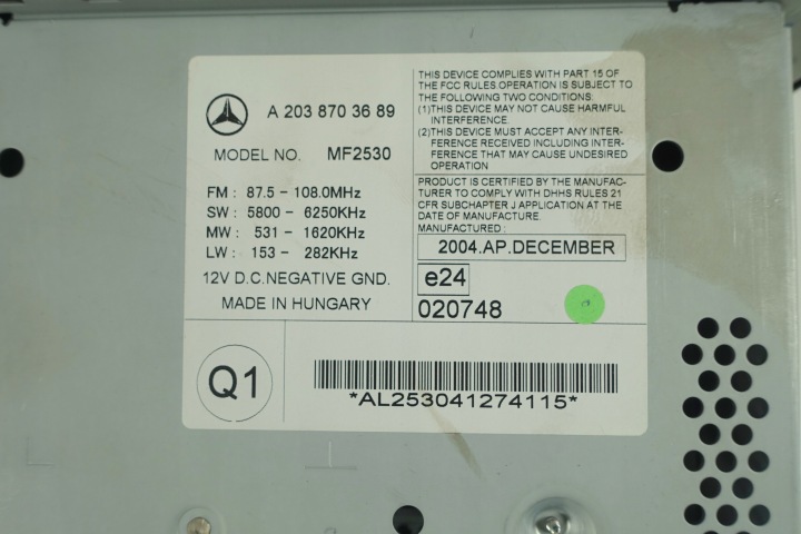 RADIO CD D'USINE AUTORADIO MERCEDES C CLASSE W203 A2038703689