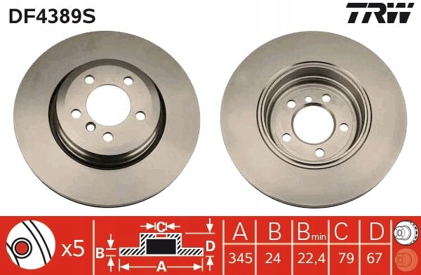 2X DISCO DE FRENADO BMW PARTE TRASERA 7 (E65/E66/E67) 4,0-6,0 01-05 DF4389S 