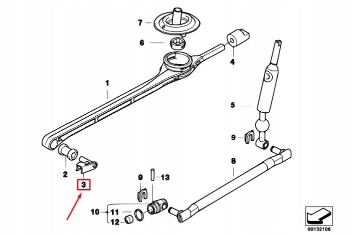 BMW 1 E87 PIVOT BLOKUJACY SUPPORT POIGNÉE CHANGEMENTS VITESSE 25111221849