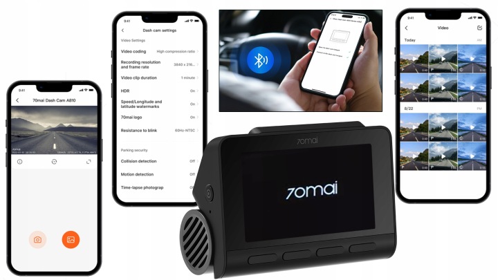 ENREGISTREUR AUTOMOBILE 70MAI A810 RC12 4K GPS QHD HDR CAMÉRA ARRIÈRE