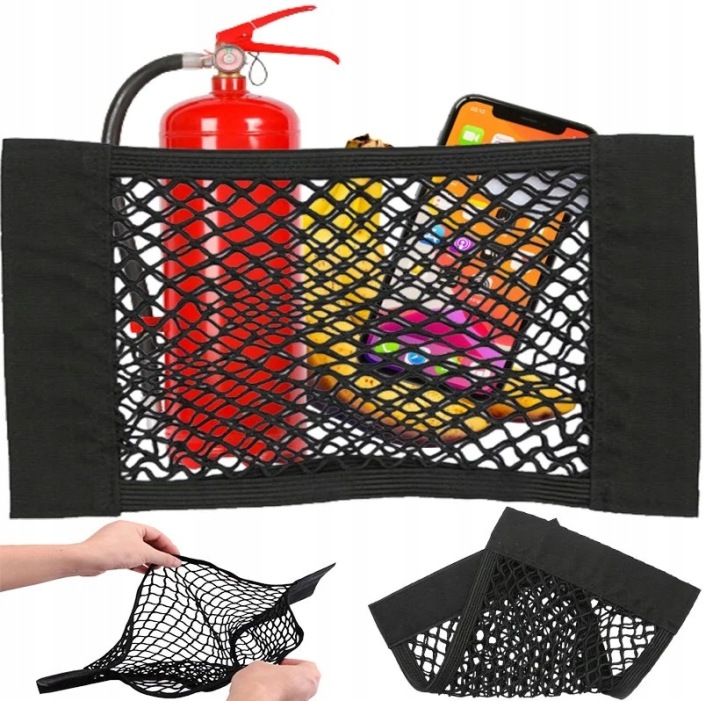 GRILLE VERS COUVERCLES DE COFFRE VOITURE ORGANISEUR SAC SUR VELCRO PUISSANT POCHE 40X25CM