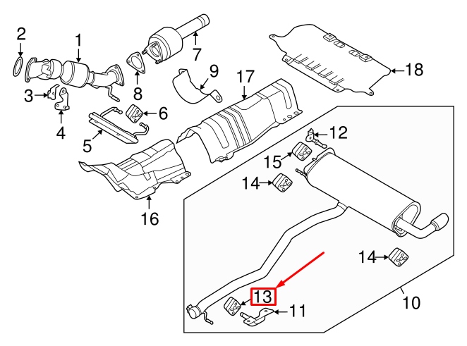 CAOUTCHOUC SILENCIEUX TUYAUX ÉCHAPPEMENT LAND ROVER DISCOVERY SPORT L550 LR000593