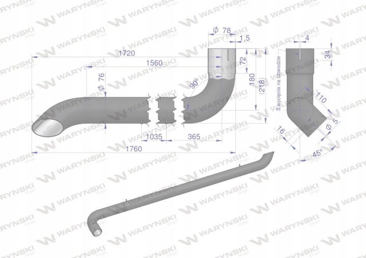 SILENCIEUX TUYAU ÉCHAPPEMENT AL164277 JOHN DEERE WARYNSKI