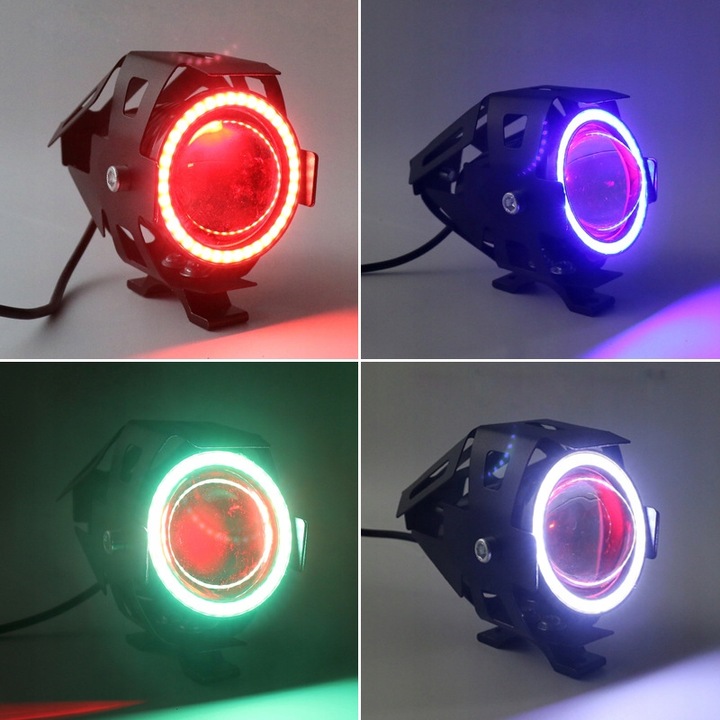 2 PIEZAS HALÓGENO MOTOCICLETA FAROS REJILLAS RING DIODO LUMINOSO LED 