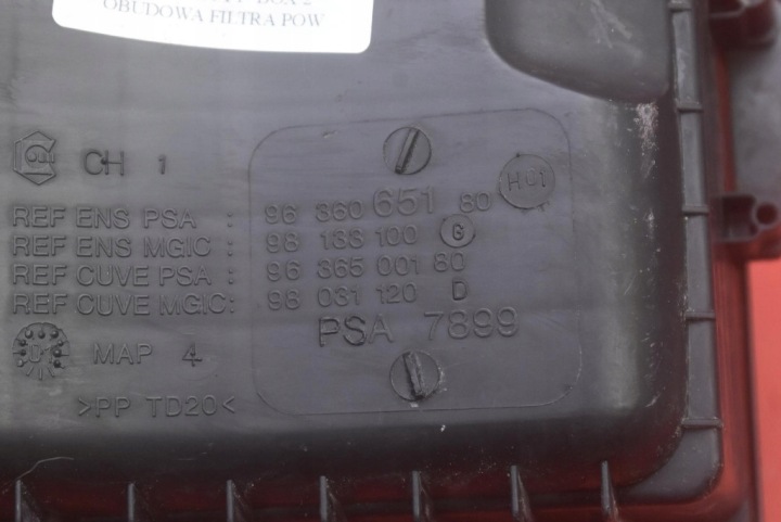 CHÂSSIS FILTRE AIR 9636065180 CITROEN C5 1 I 2.0 16V 136 KM 01-04