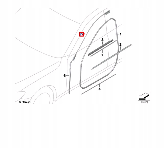 BMW JOINT D'ÉTANCHÉITÉ PORTES AVANT DROITE SUPÉRIEURE
