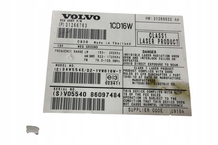 STACJA MULTIMEDIALNA VOLVO S40 31260532AA