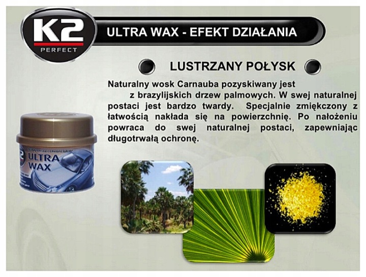 N1A67 K2 ULTRA WAX LUSTRZANY BRILLANT WOSK CARNAUBA K2 540 K073