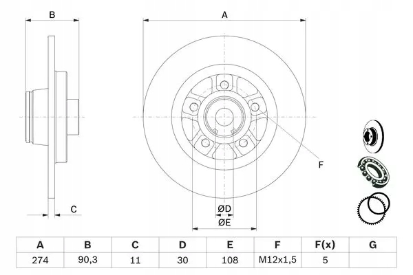 BOSCH 0 986 479 015 DISQUE DE FREIN