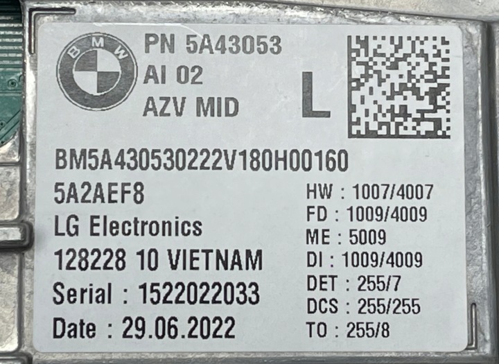A393 BMW U11 U10 U06 MONITEUR NAVIGATION ÉCRAN 5A43053