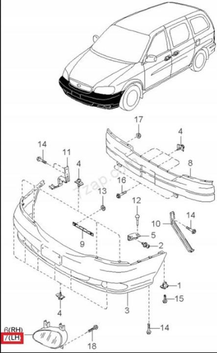 CUERPO HALÓGENO IZQUIERDA KIA CARNIVAL SEDONA 99-05 