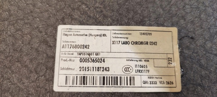MERCEDES X117 CLA PLANCHER COUVERCLES DE COFFRE A1176800242