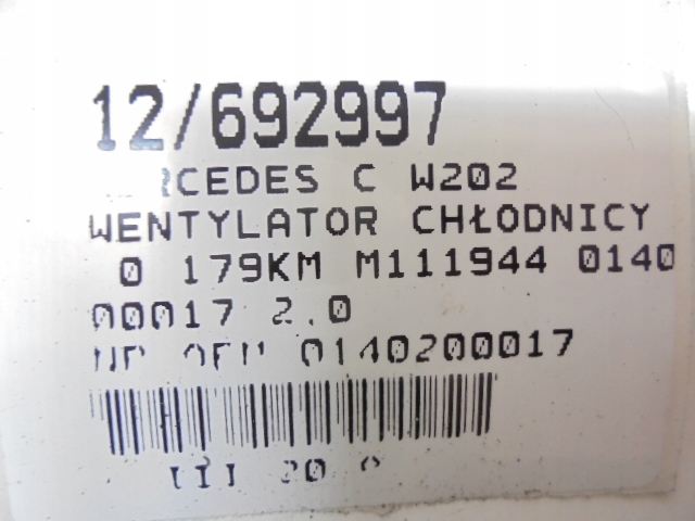 MERCEDES C W202 VENTILATEUR RADIATEUR 2,0B 0140200017