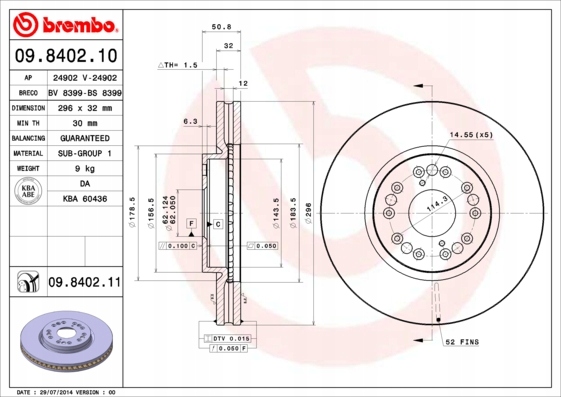 DISCOS ZAPATAS PARTE DELANTERA BREMBO LEXUS IS I 