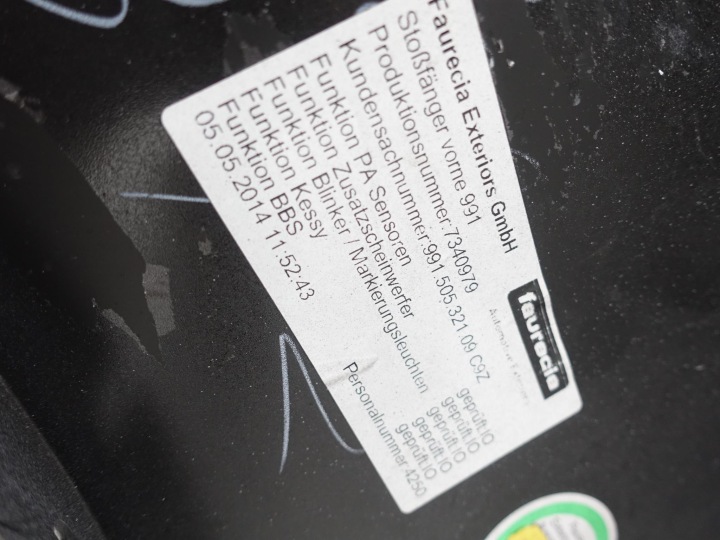 PORSCHE 991 911 TURBO 11-16 PARE-CHOCS 99150531108